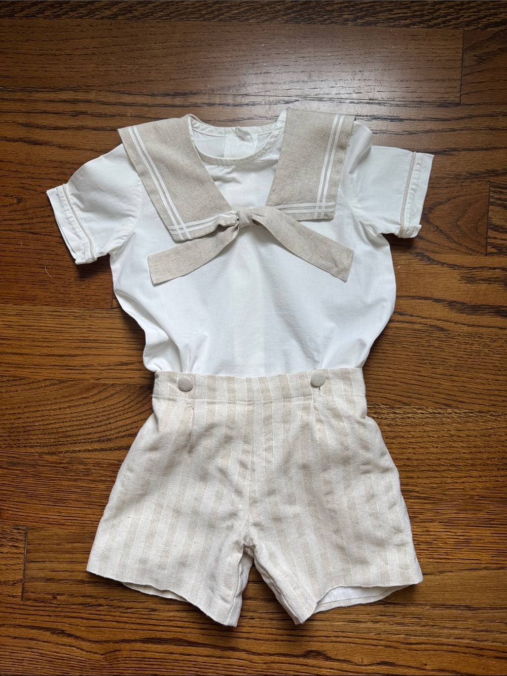 Pepa London Mariner Sailor Two-Piece Set in White and Tan